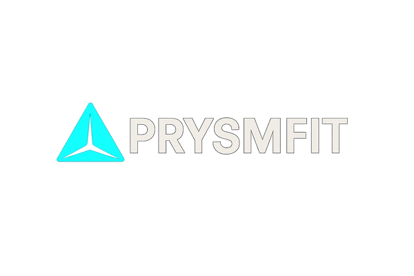 PrysmFit Inverse Logo with Cyan Triangle